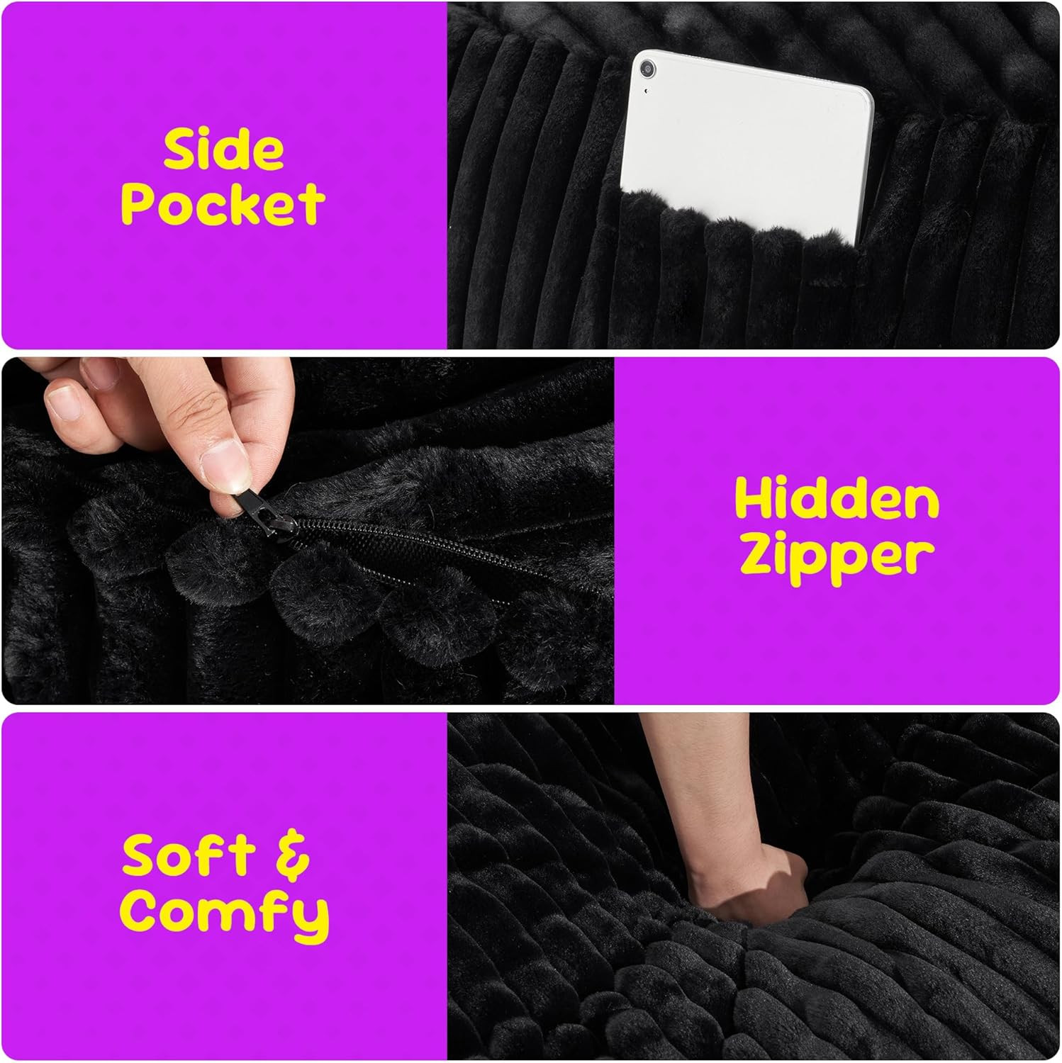 Hobestluk Bean Bag Chairs 2.5FT Bean Bag Chair with Memory Foam Filled & Stripe