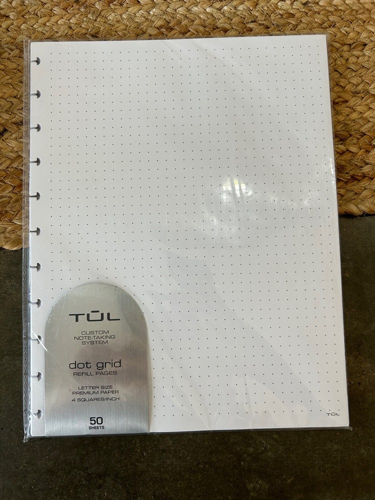 TUL Custom Note Taking System Dot Grid Refill Pages Letter Size 50 Sheets 4 Sq