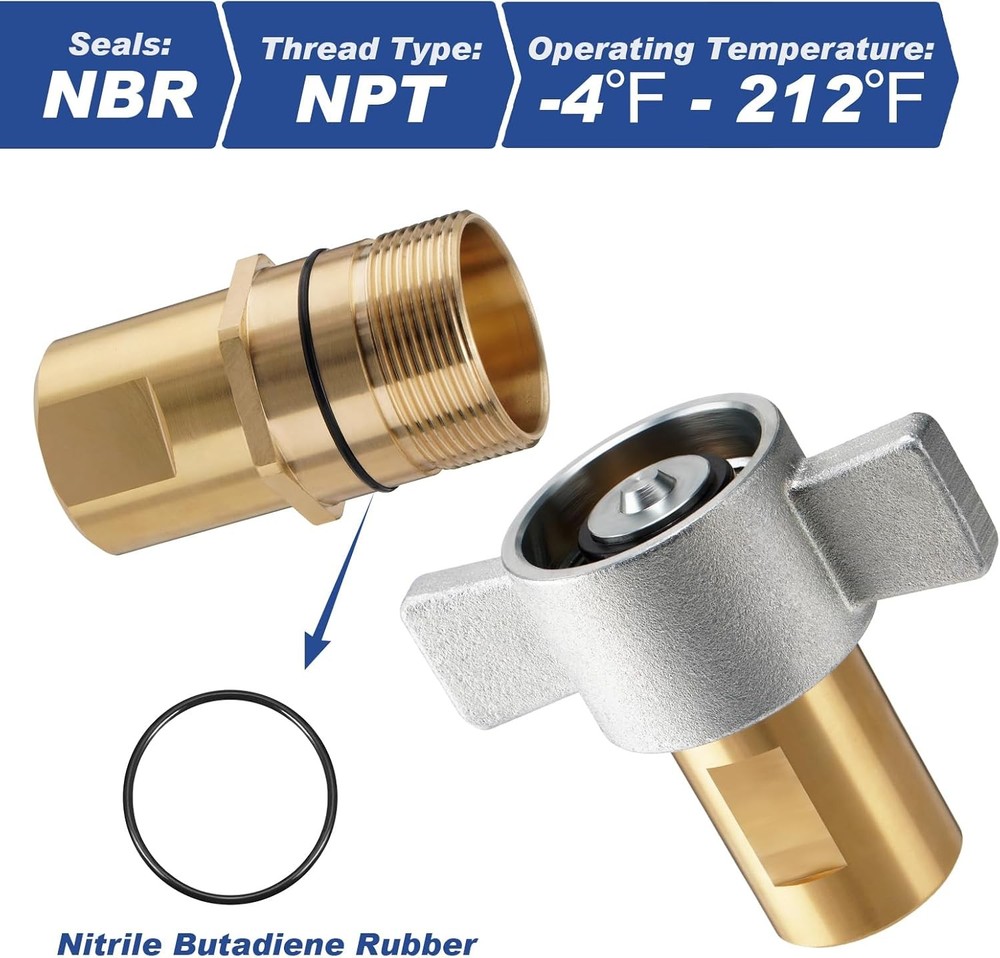 1" NPT Wet-Line Wing Nut Hydraulic Quick Disconnect Coupler / Coupling Set