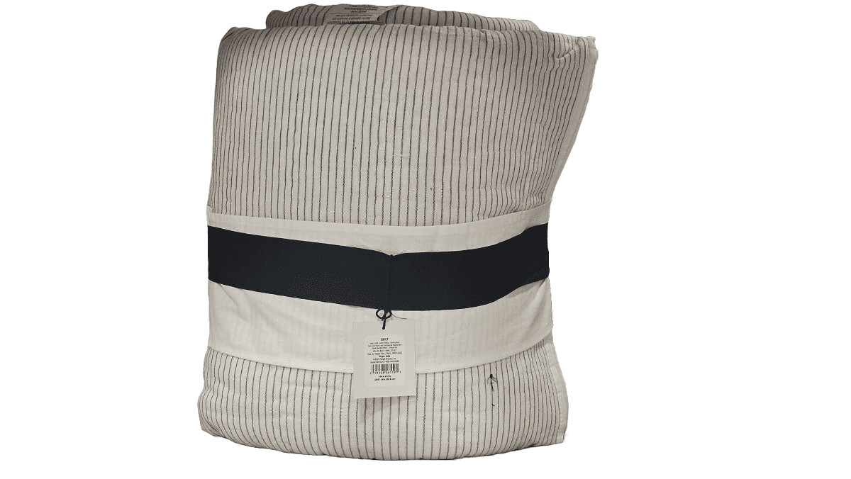 Hearth & Hand Magnolia King Microstripe Quilt Sour Cream/Railroad Gray