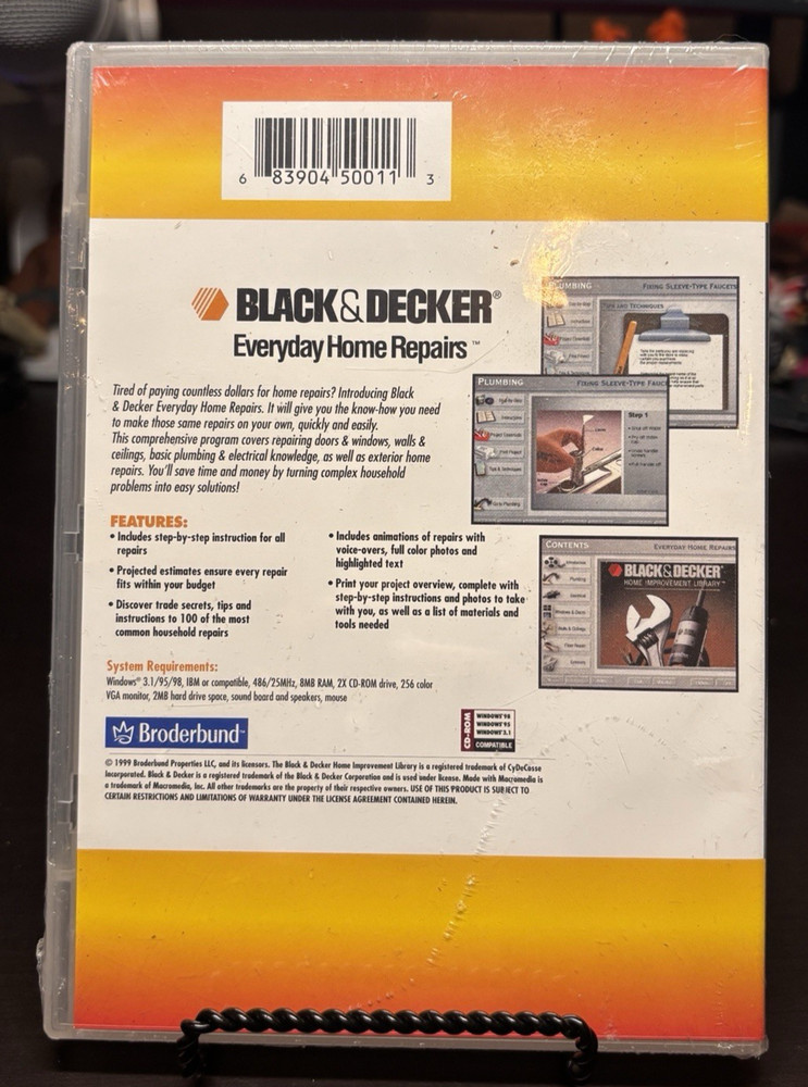 Black & Decker Everyday Home Repairs PC CD-ROM Software Windows Compatible