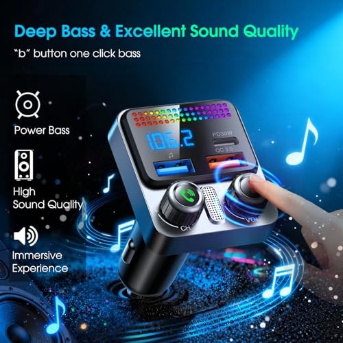 Bluetooth 5.4 Car Adapter 48W Charging USB Bluetooth Adapter for Car,Wireless