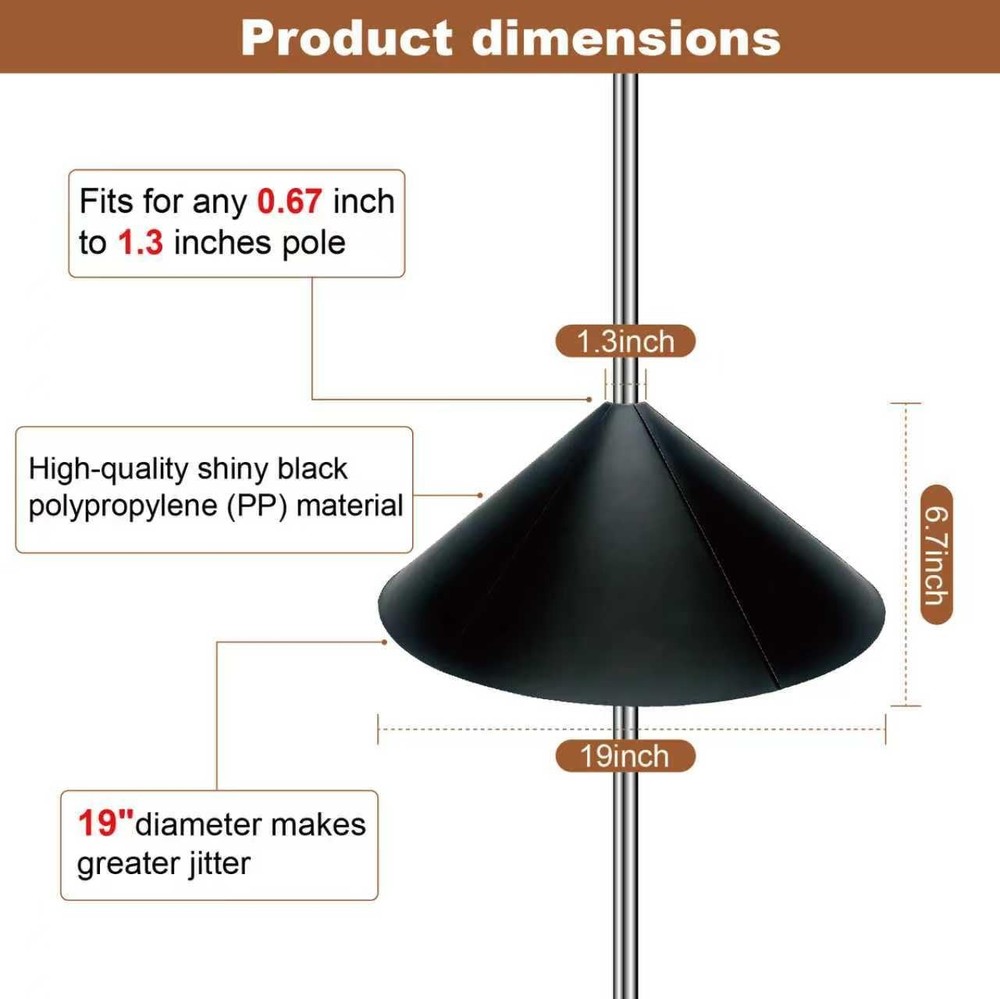1 Pack 19 inch Squirrel Proof Baffle for Bird Feeder Pole,Shepherd's Black