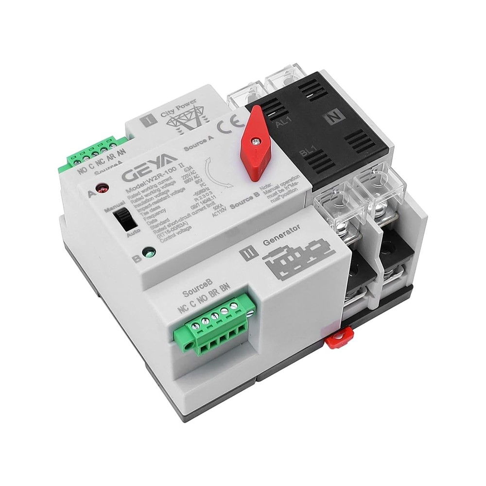 Din Rail Mounted Automatic Transfer Switch Three Phase ATS 2Po 63A 110V Power...