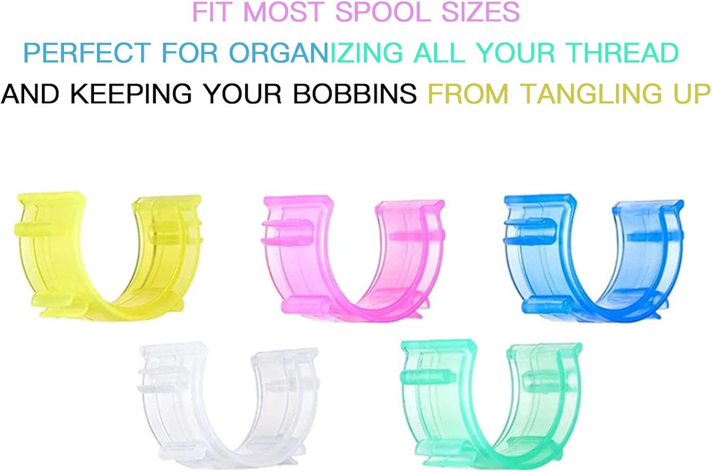 80Pcs Sewing Bobbin Clips, Clear Bobbin Holder, Plastic Thread Clamps Spools Org