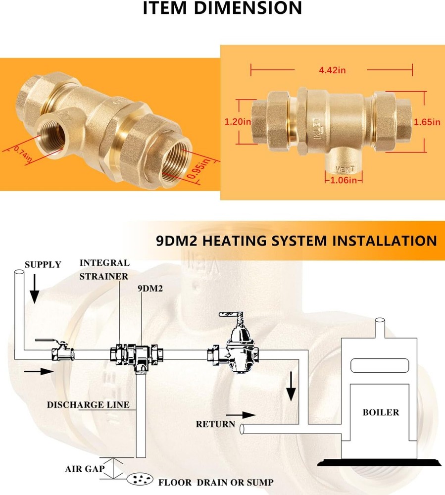 9D-M2 Backflow Preventer Dual Check Valve with Intermediate Atmospheric Vent