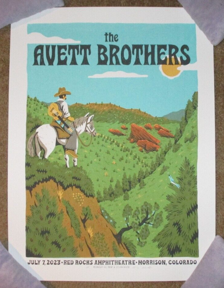 AVETT BROTHERS concert tour poster 7-7-23 RED ROCKS 2023 print midnight oil A