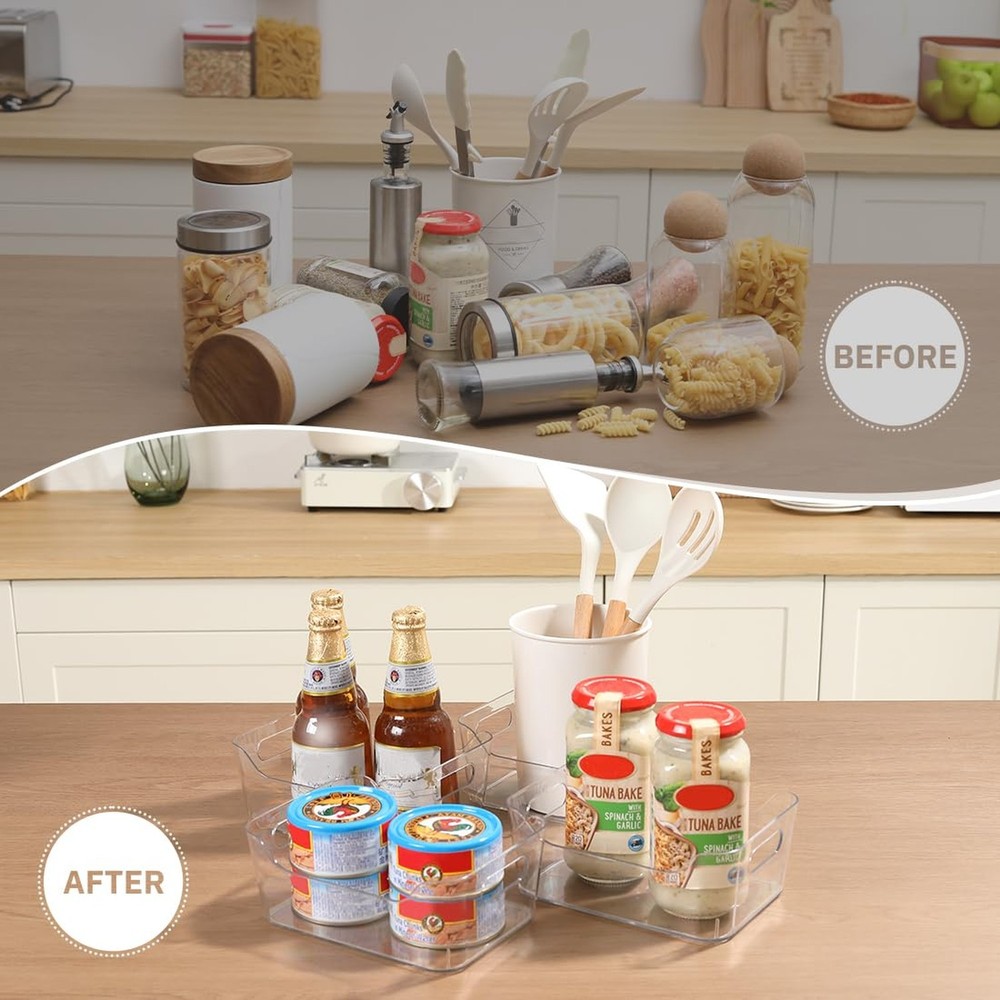 Plastic Storage Bins Clear Organizer Storage Containers Practical U-Shaped St...