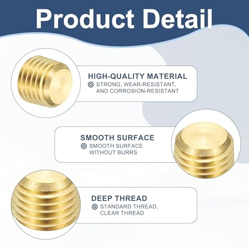 Internal Hex Pipe Fitting Pcs Brass Pipe Plug Fitting 1/8" NPT Male 3