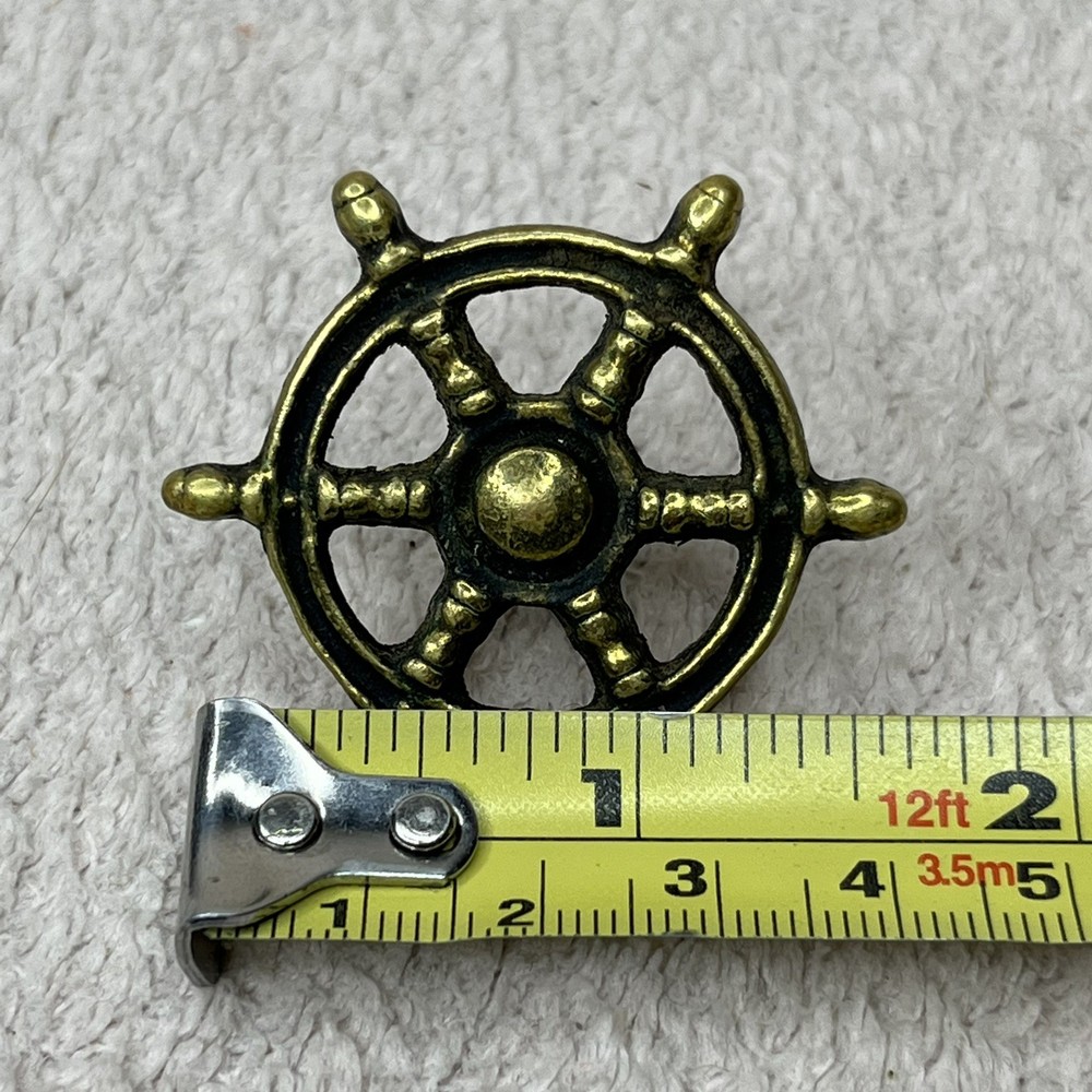 Vintage Solid Brass Boat Wheel Cabinet Door Knobs/Pulls-Keeler Company-Nautical