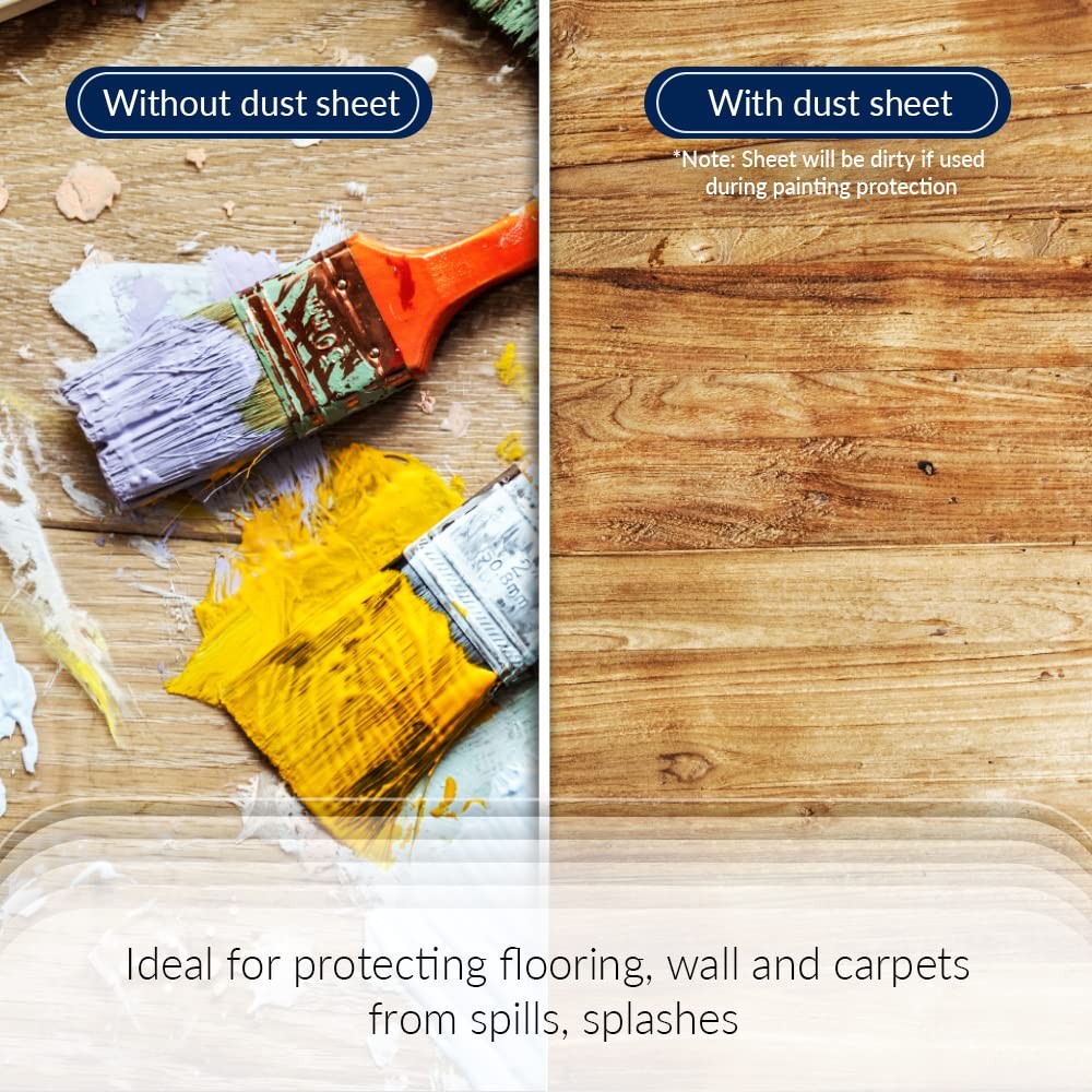 3 Pack Extra Large Plastic Dust Sheets for Decorating - 3.6m x 2.75m (12ft x ...