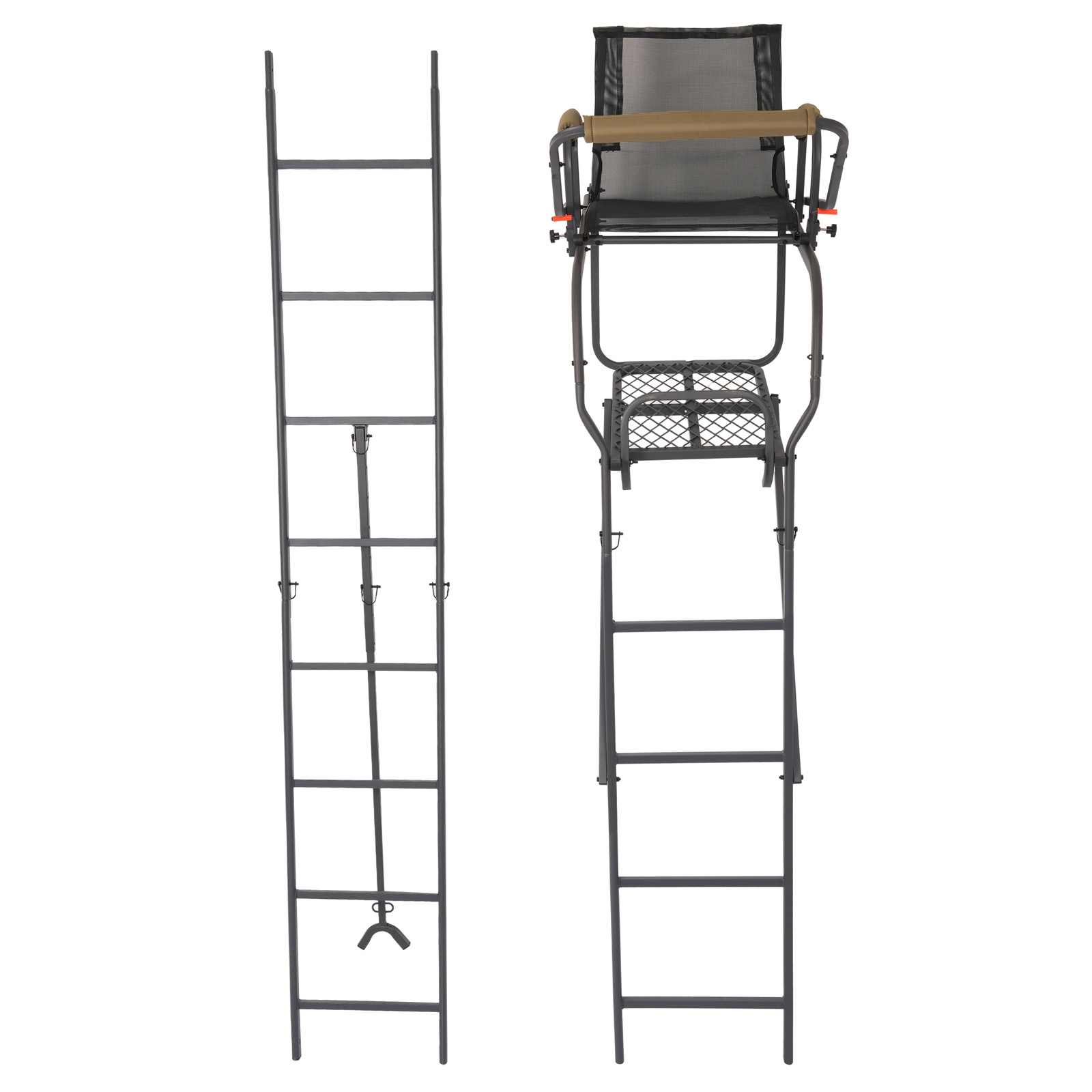 Steel Hunting Ladder Tree Stand Tree Step 1 Person Powder Coated w/ Harness
