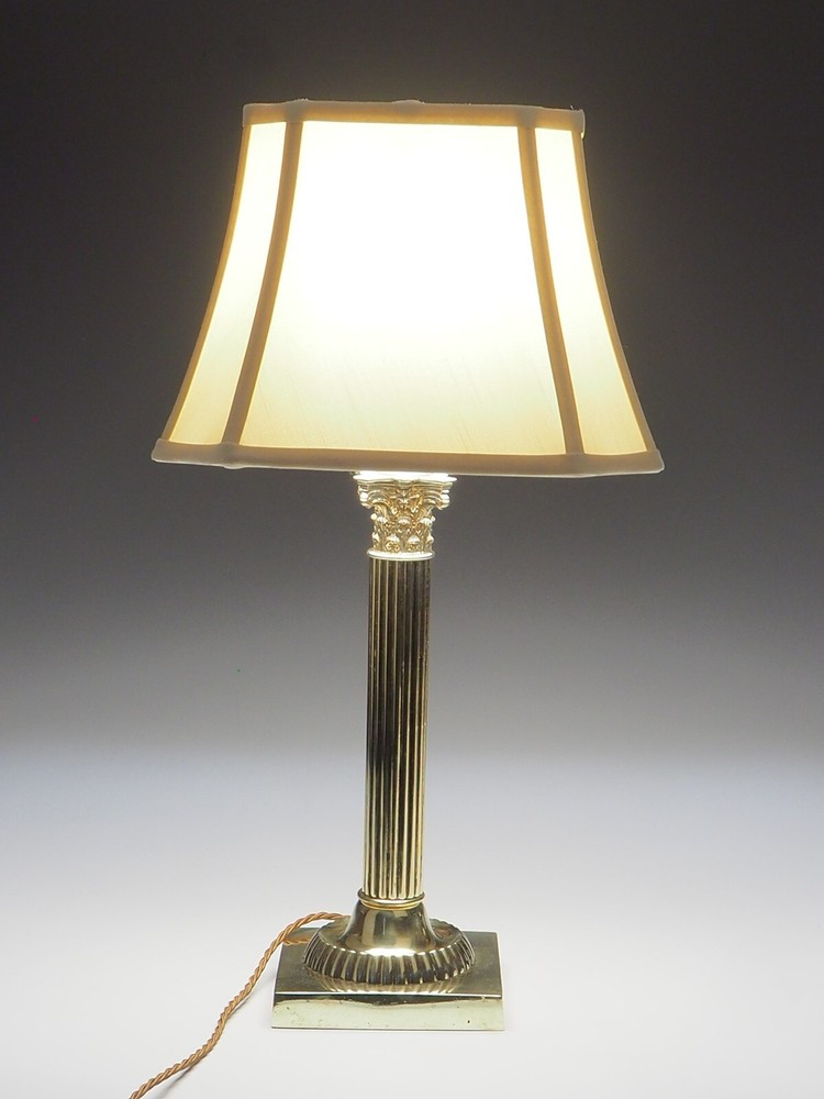 19th Century Brass Corinthian Table Lamp