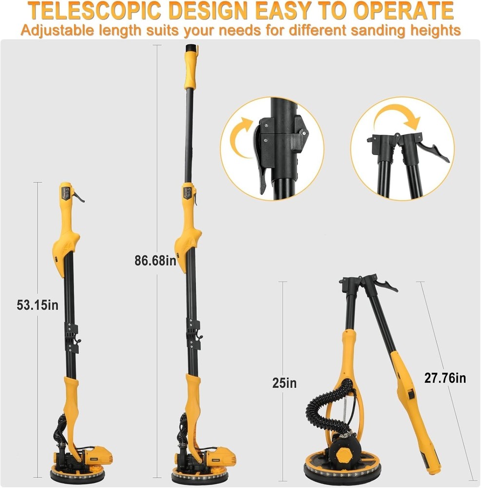 Drywall Sander, Electric Drywall Sander with Vacuum Popcorn Ceiling