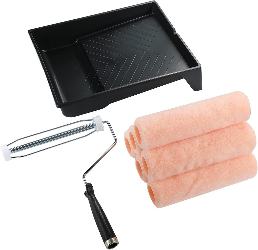 Paint Roller Set -9" inch Paint Roller Frame, Paint Tray, Cover Refills,Paint Sl