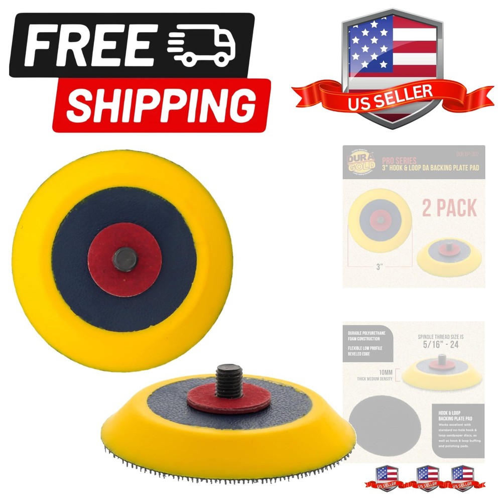 Pro Series 3" Hook & Loop DA Backing Plate Pad, 2 Pack - Flexible Dual-Action...
