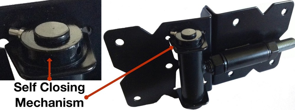 Self Closing Vinyl Fence Gate Single Gate Hardware Kit BLACK Lockable both sides