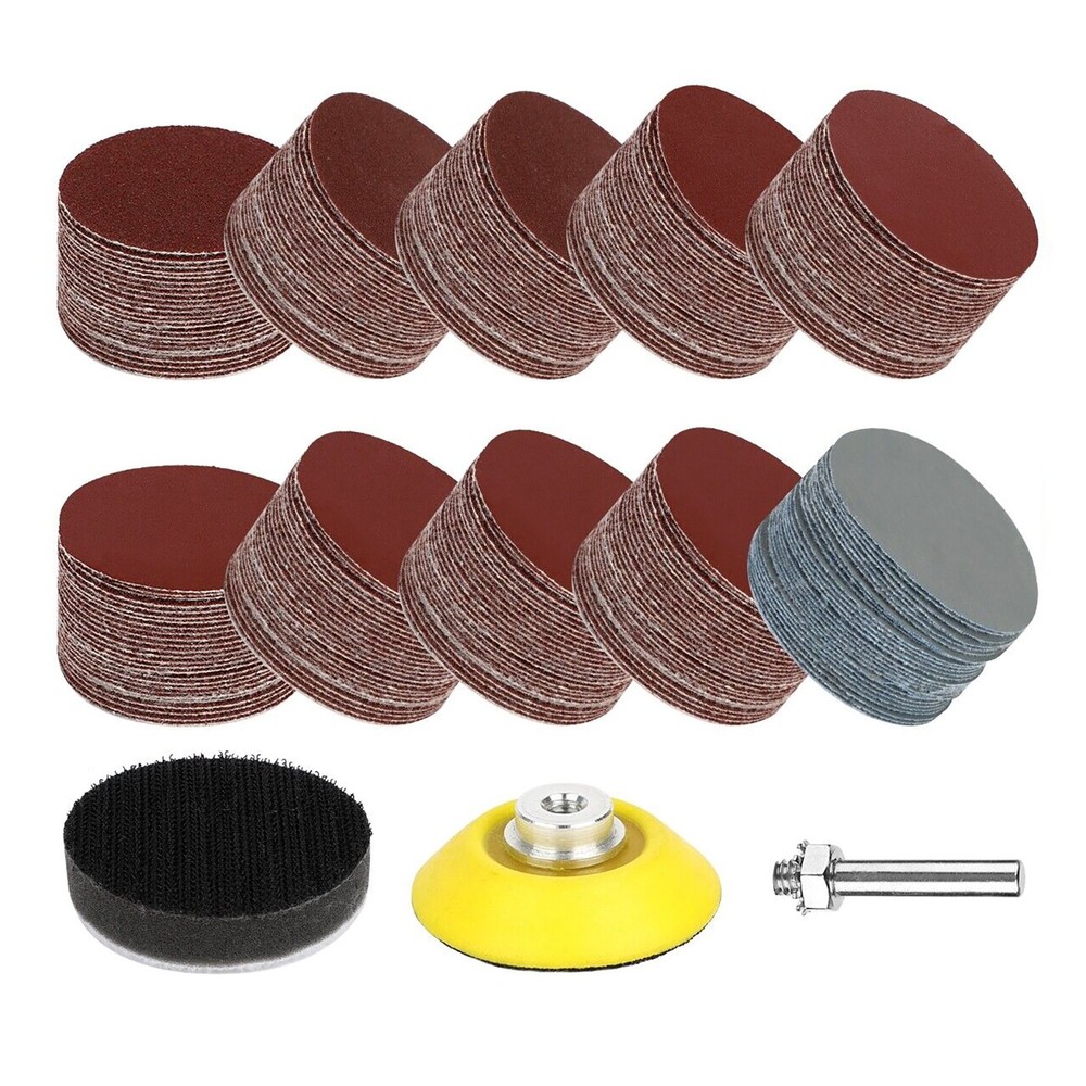 303Pcs 2" Sanding Disc Hook Loop Sander Paper Backer Pad + Drill Adapter Set