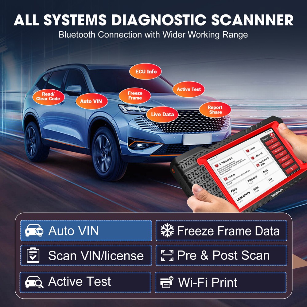 KINGBOLEN K7 ECU Coding Bidirectional Diagnostic Tool All System OBD2 Scanner