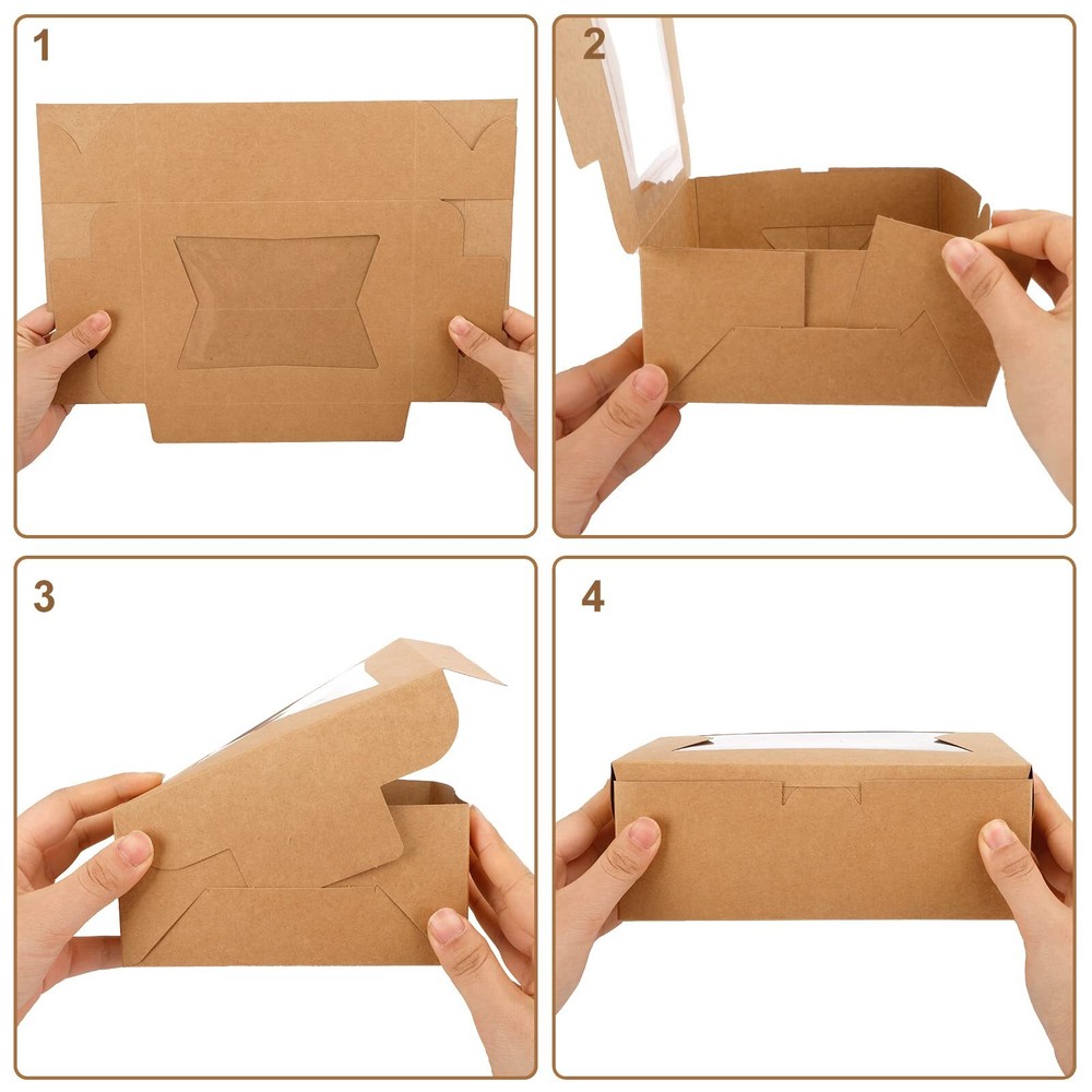 32 PCS 8x6x2.5" Bakery Cookie Boxes with Window for Desserts Donuts