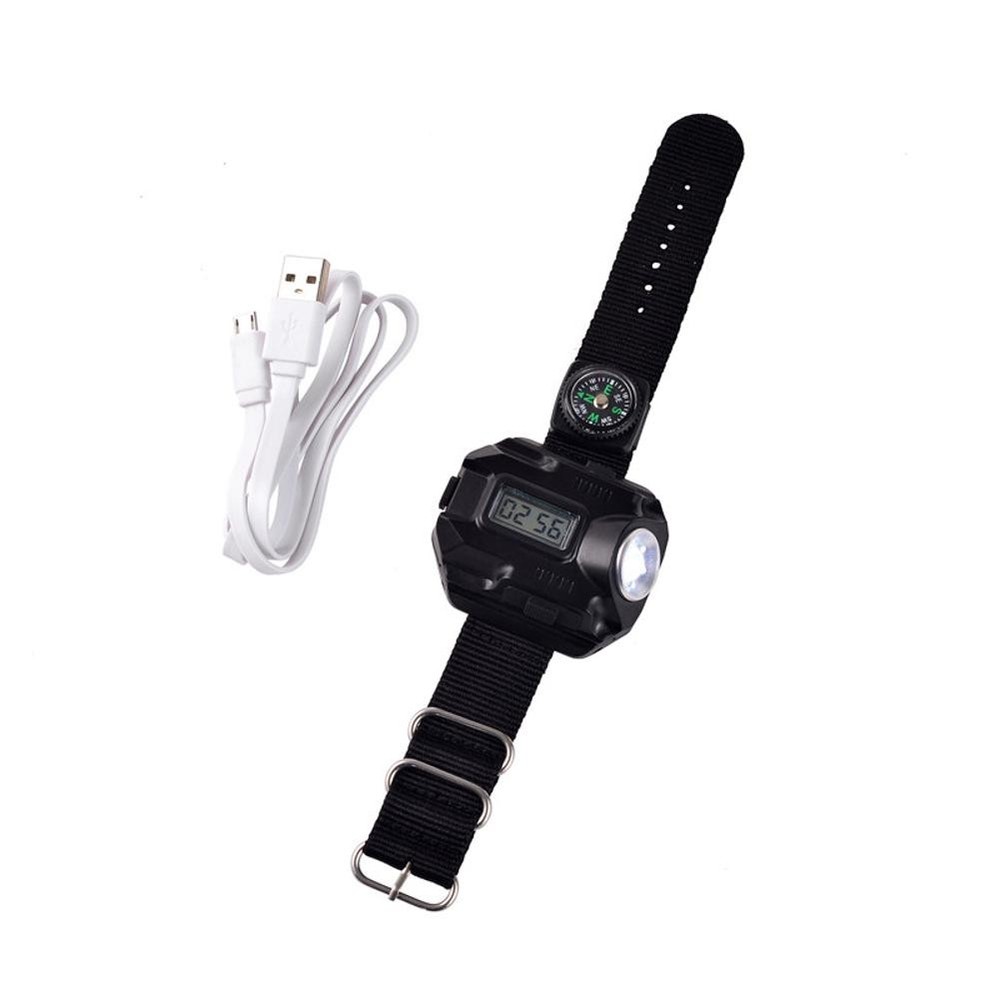 LED Wrist Watch Flashlight Torch Light USB Charging Rechargeable Flashlight E