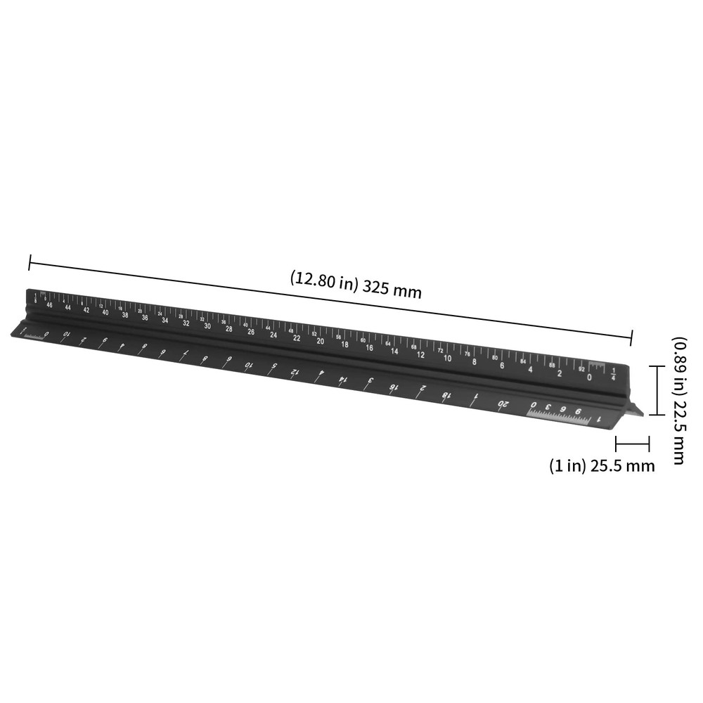 3 Pack Architectural Scale Ruler, 12 Inches Imperial Aluminum Architect Scale...