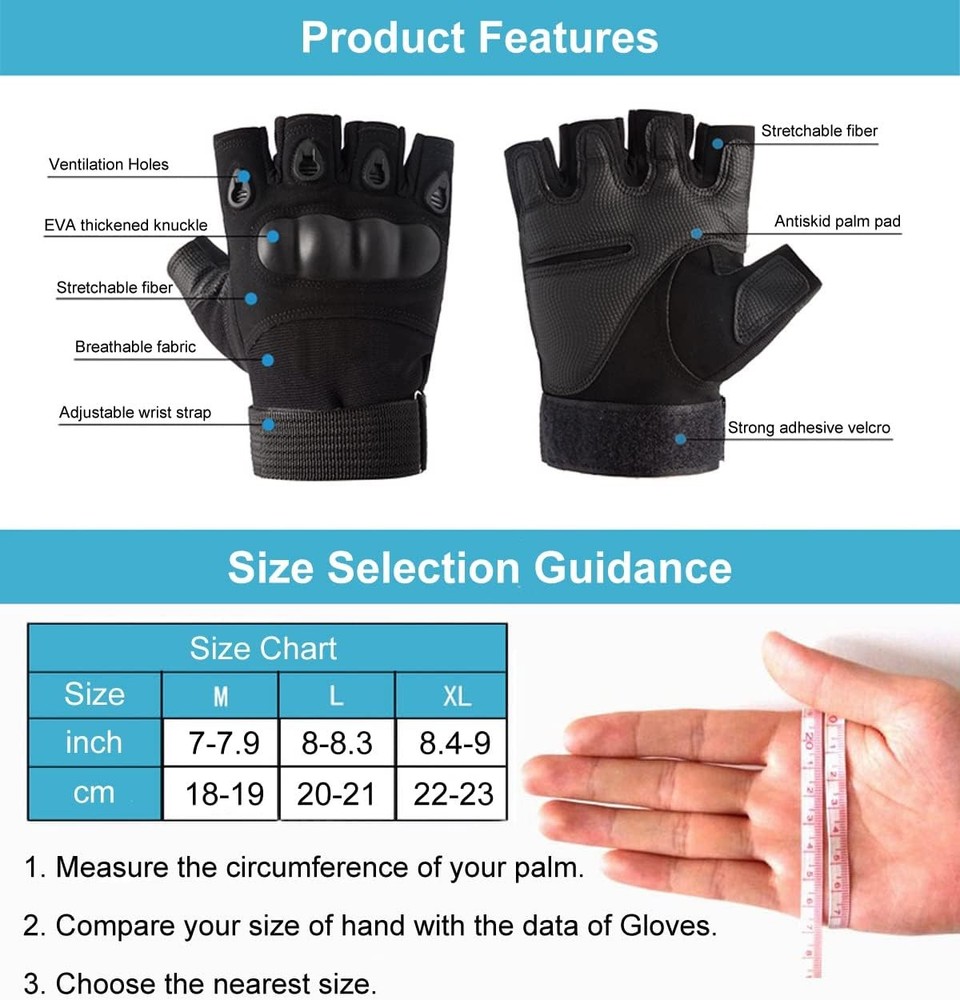 Knuckle Protection Fingerless Workout Training Gloves