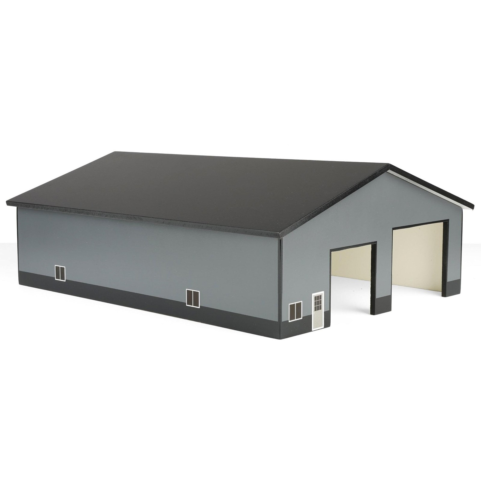 Replica 1/64 Gray & Black 2 Door 60ft x 80ft Wooden Tractor or Truck Shop STA-22