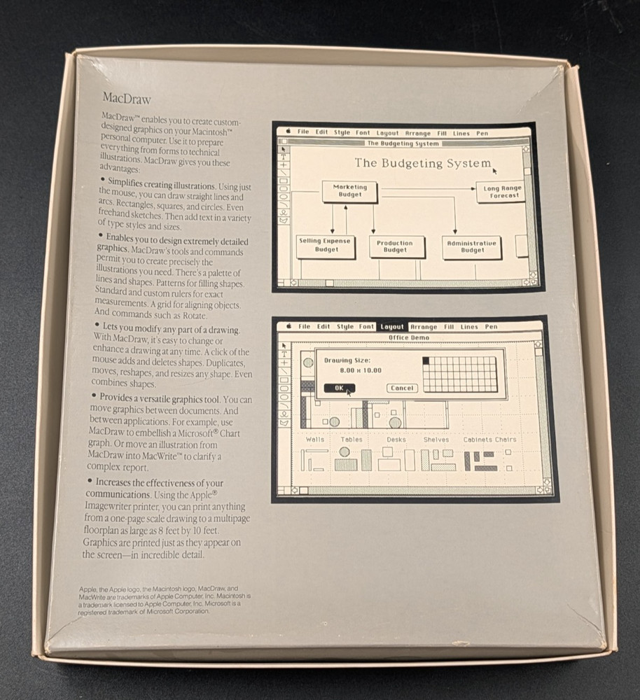 Vintage Software Macintosh MacDraw - UNUSED