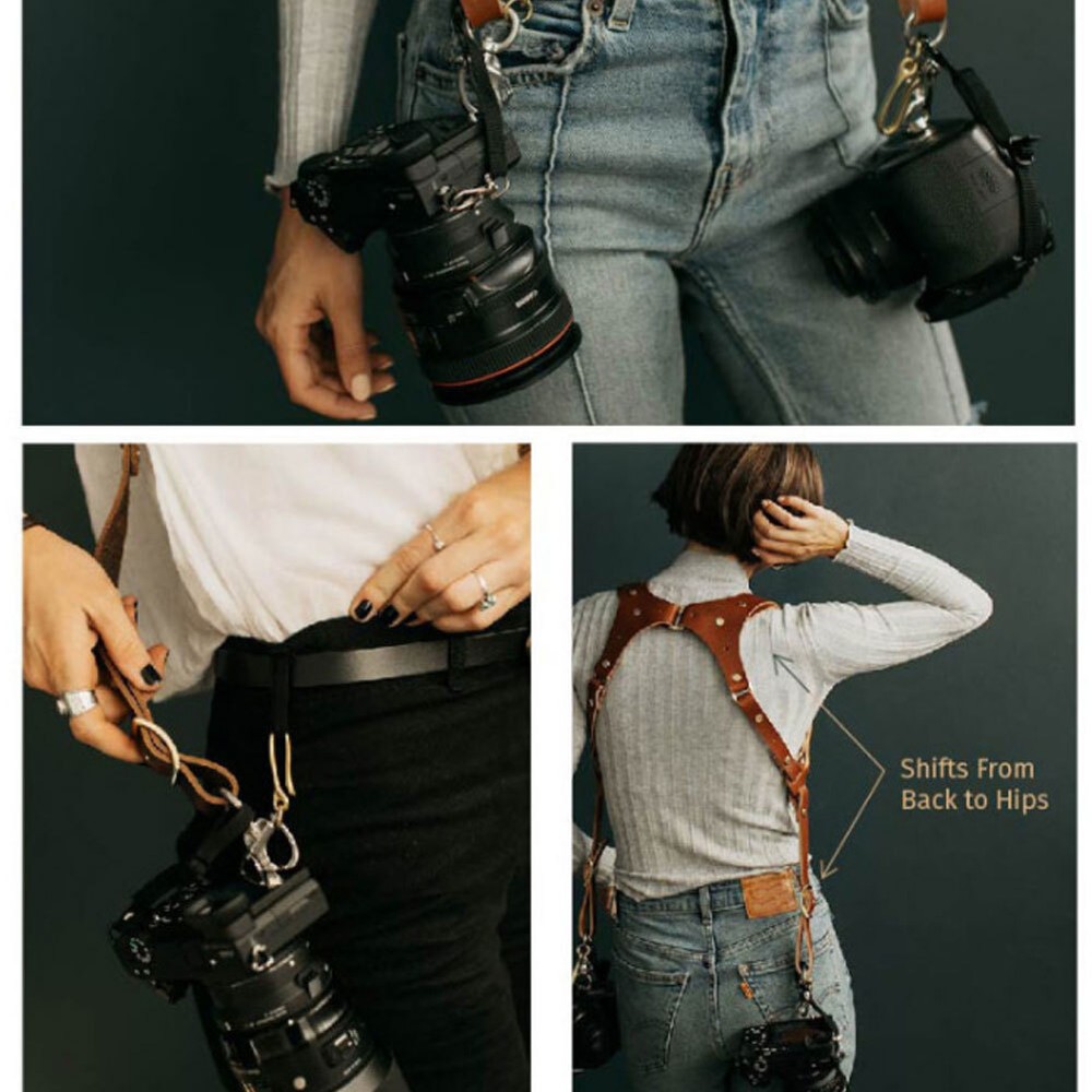 Leather Camera Shoulder Strap Universal Adjustable Shoulder Harness, For DSLR