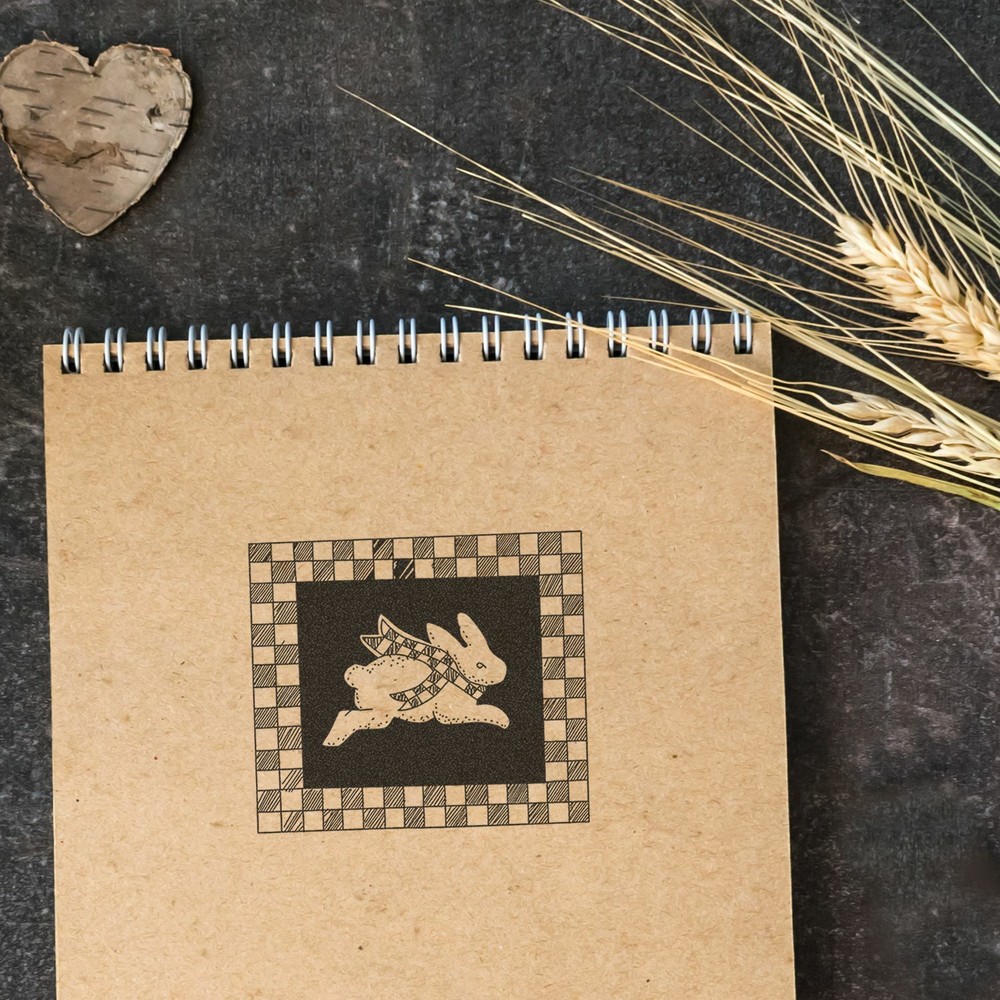 Rabbit Block with Checked Border Stamp