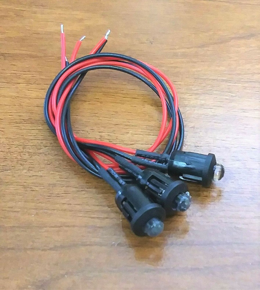 3 Super Bright BBT 12 volt DC Green LED 3/8" Snap-In Indicator Lights