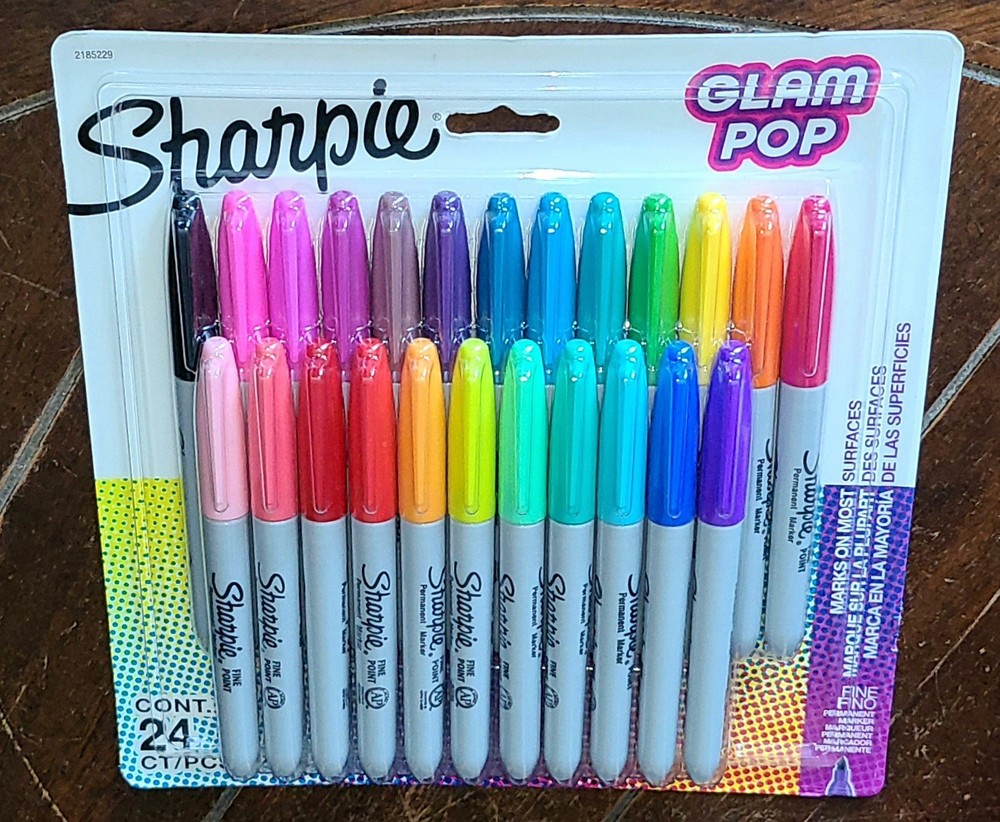24ct Sharpie -GLAM POP- FINE Permanent Markers Set #2185229