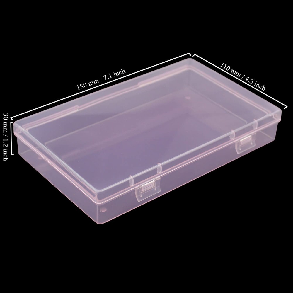 4 Pieces Rectangular Plastic Boxes Empty Storage Organizer Containers with Hi...