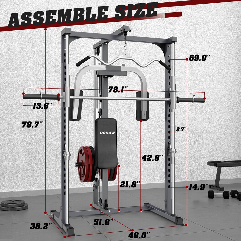 Smith Machine Power Cage Power Rack Squat Rack Home Gym System No Weights