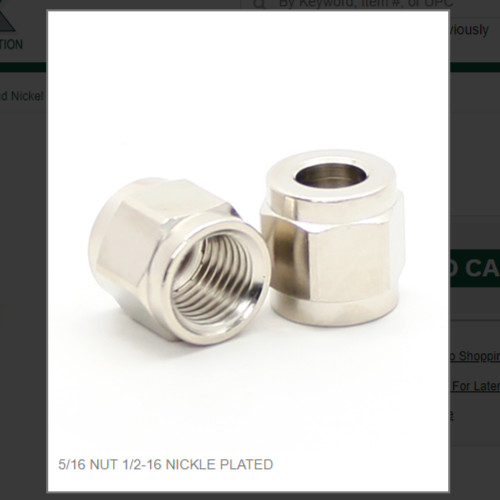5/16 NUT 1/2-16 NICKLE PLATED # 1002