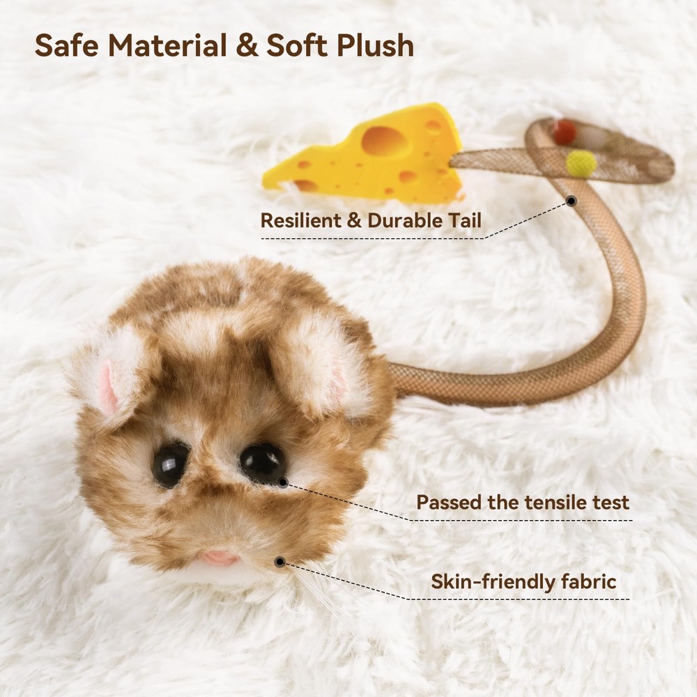 Migipaws Interactive MigiMouse Cat Toy 360° Rolling & Spin with Brown