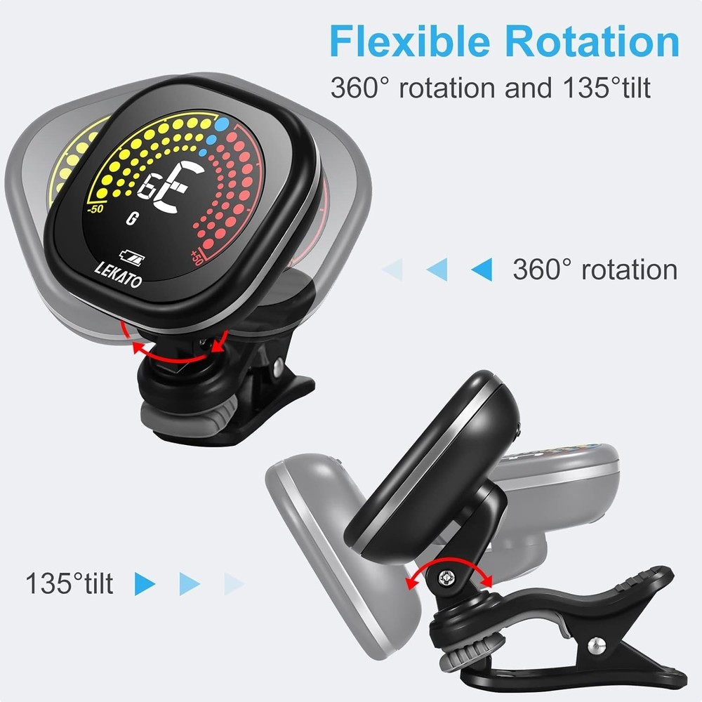 High Contrast LCD Clip-On Tuner: Portable and Accurate for Stringed Instruments
