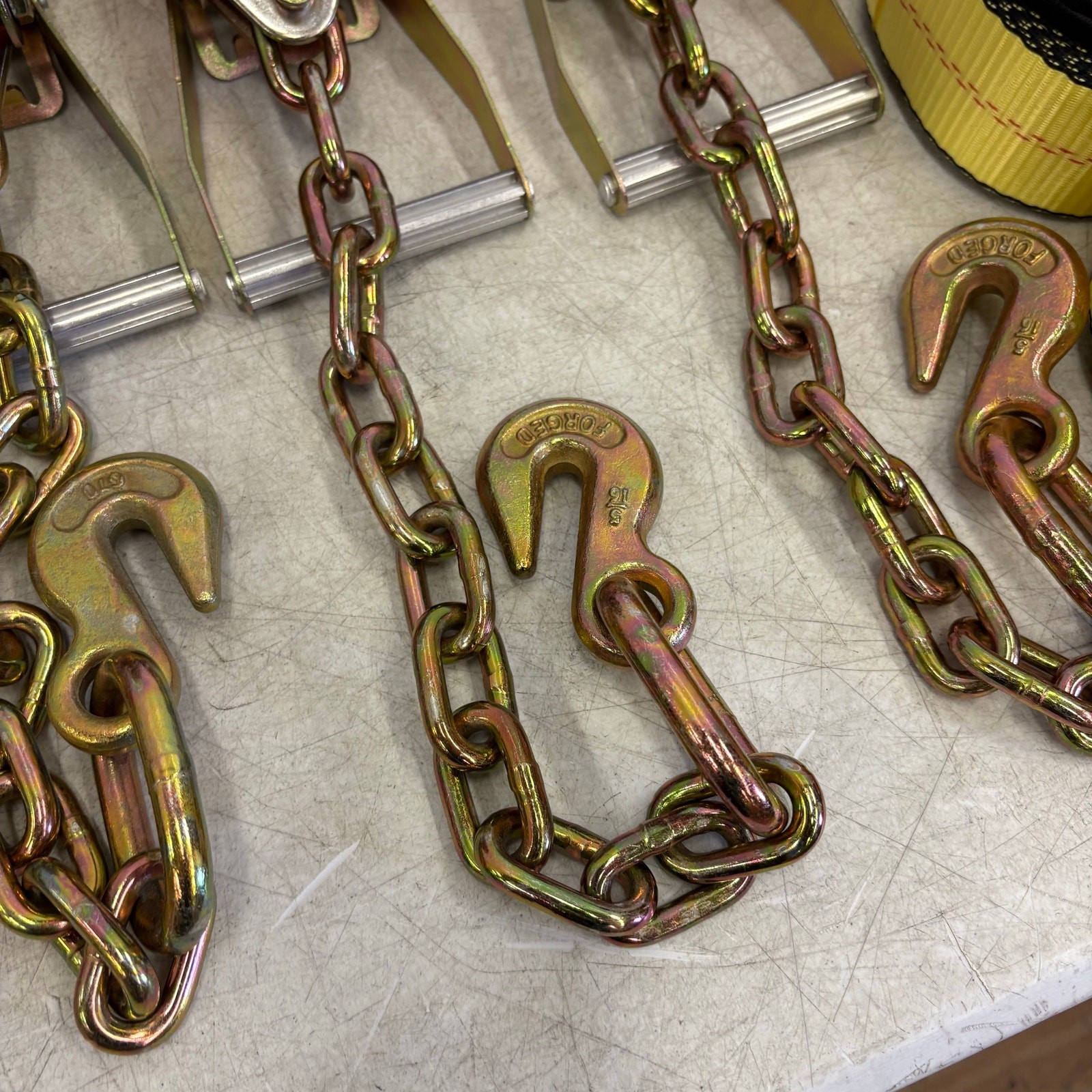 Waltyotur 4 Pcs Auto Chain Ratchet Straps 2 x 96 Classic Yellow 3300 LB CAP