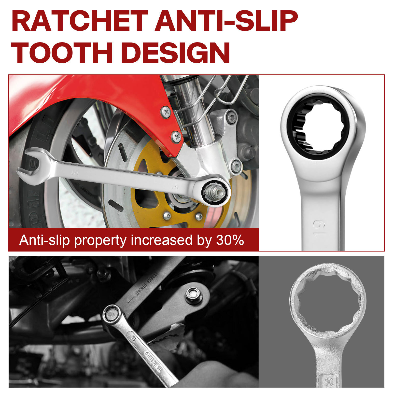 12Pc 8-19mm Metric Fixed Head Ratcheting Wrench Combination Spanner Tool Set