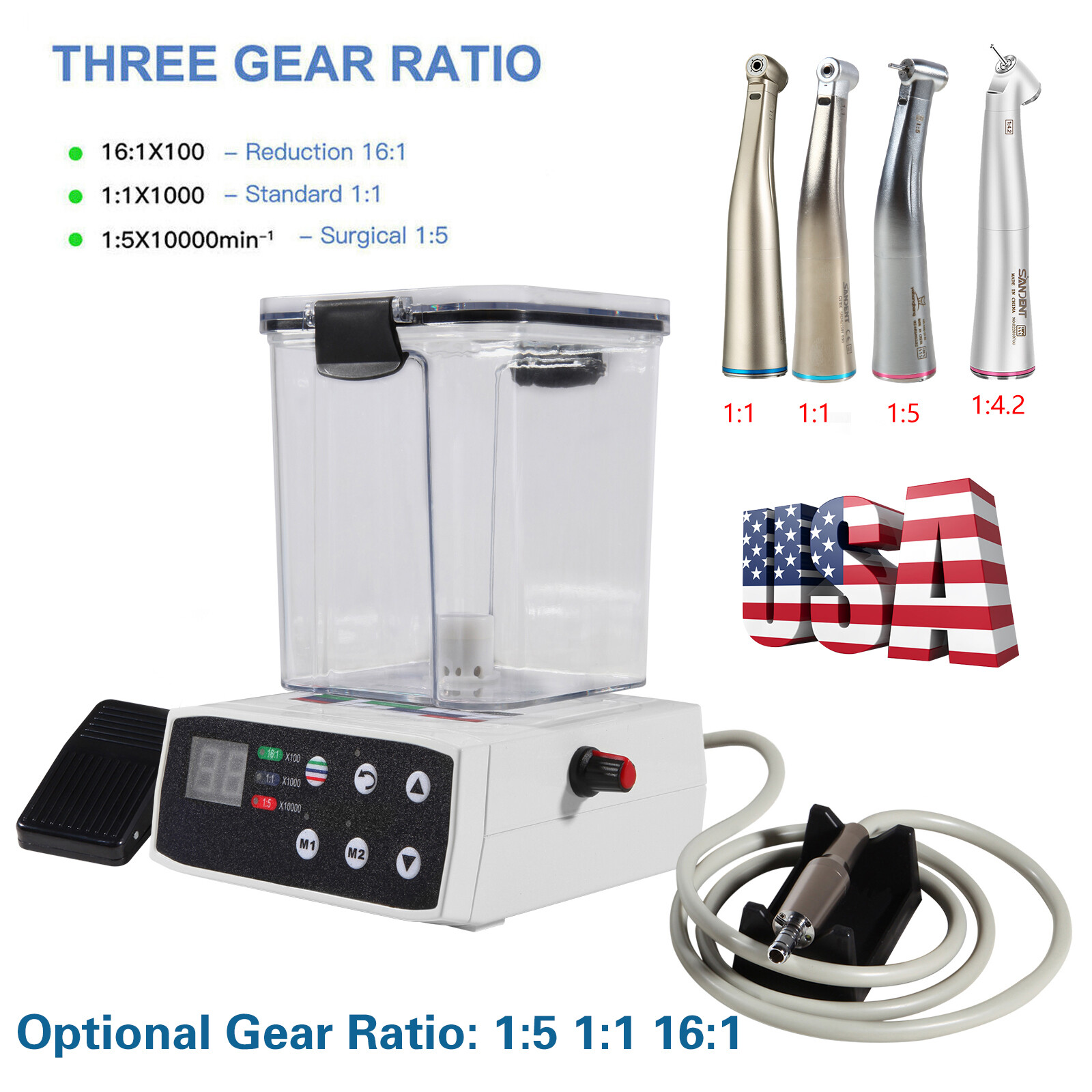 NSK Dental Electric LED Brushless Micro Motor/1:5 1:1 1:4.2 Increasing Handpiece