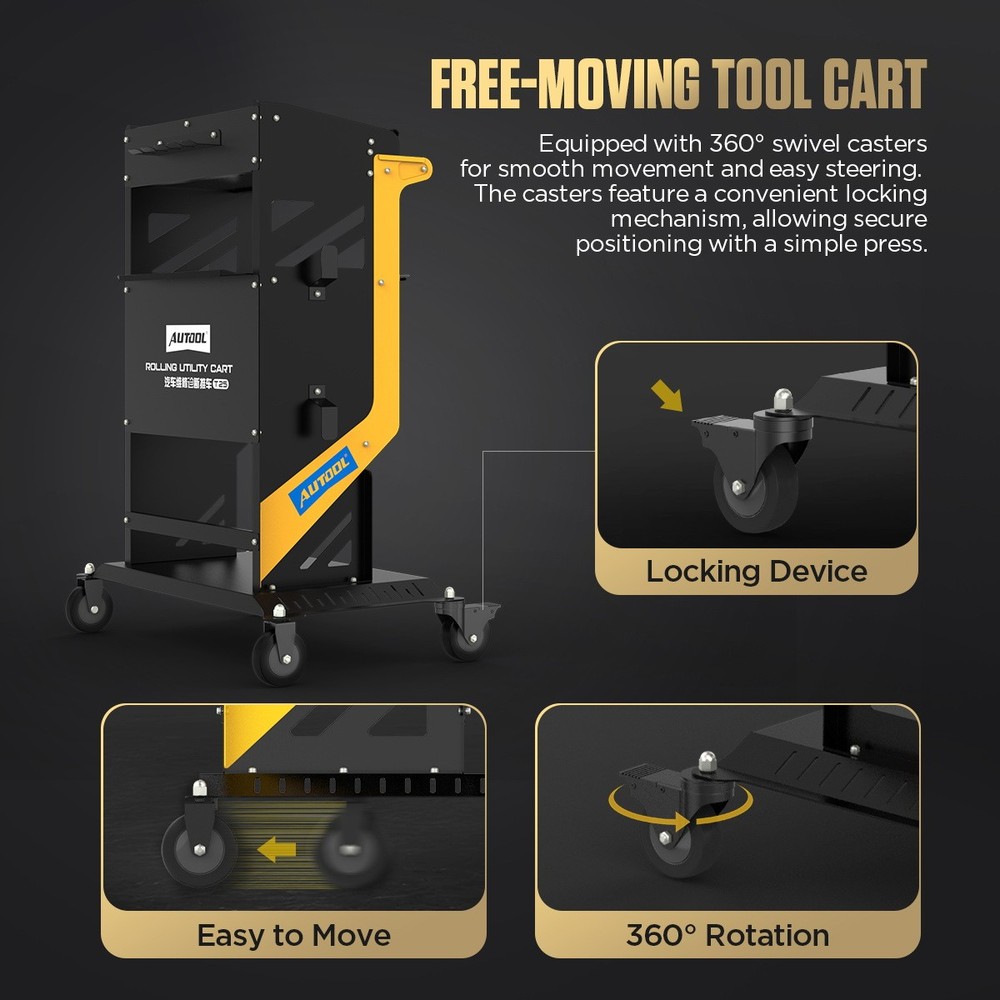 Rolling Tool Cart Mechanic Storage Trolley For ECU Reprogramming Power Supply