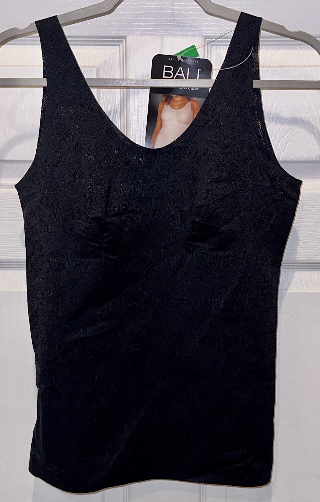 BALI Cool Comfort Revolution Lace Easylite Black Shaping Tank Top Wmn M L XL 2XL