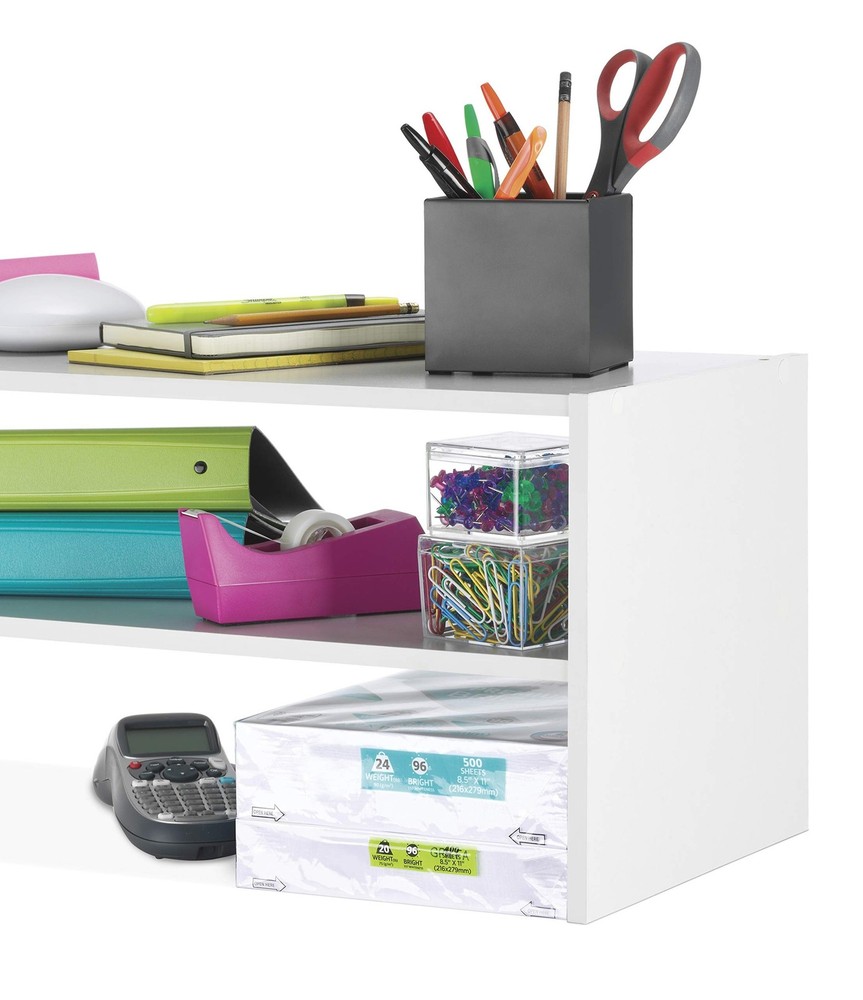Whitmor Stackable 31" Extra Wide 2-Shelf Storage Organizer, White 31 INCH