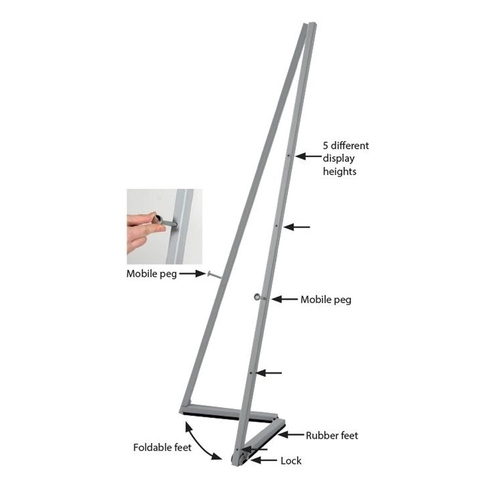 White Portable Easel 59 inch with 5 Different Height Adjustments