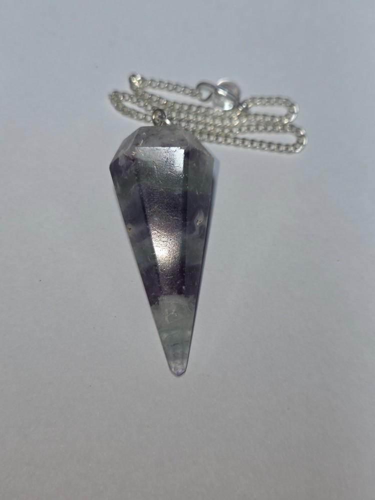 Multi color Flourite Faceted Cone Crystal Dowsing Pendulum Divination Tool