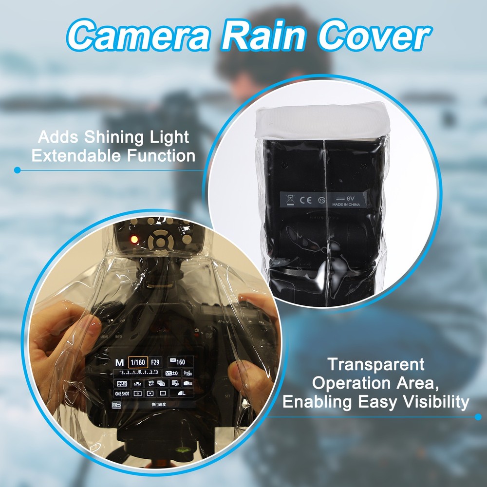 Camera Rain Cover, 2Pcs Waterproof Camera Sleeve Protector, Clear