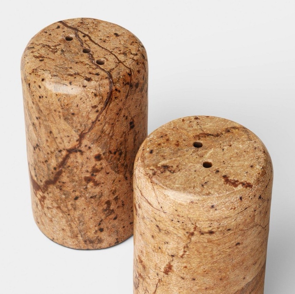 Salt & Pepper Shaker Set Is 2pc Heavy Marble Threshold