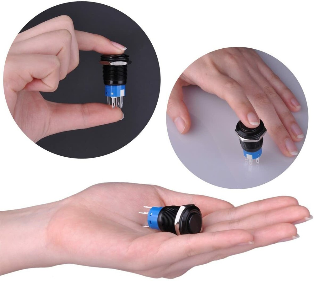 Blue LED 19mm Latching Push Button Switch with Wiring Harness ON OFF SPDT 12V