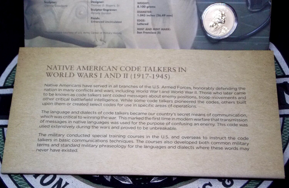 2016 American **CODE TALKERS** One Dollar $1 Coin & Currency Set OGP ECC&C, Inc.